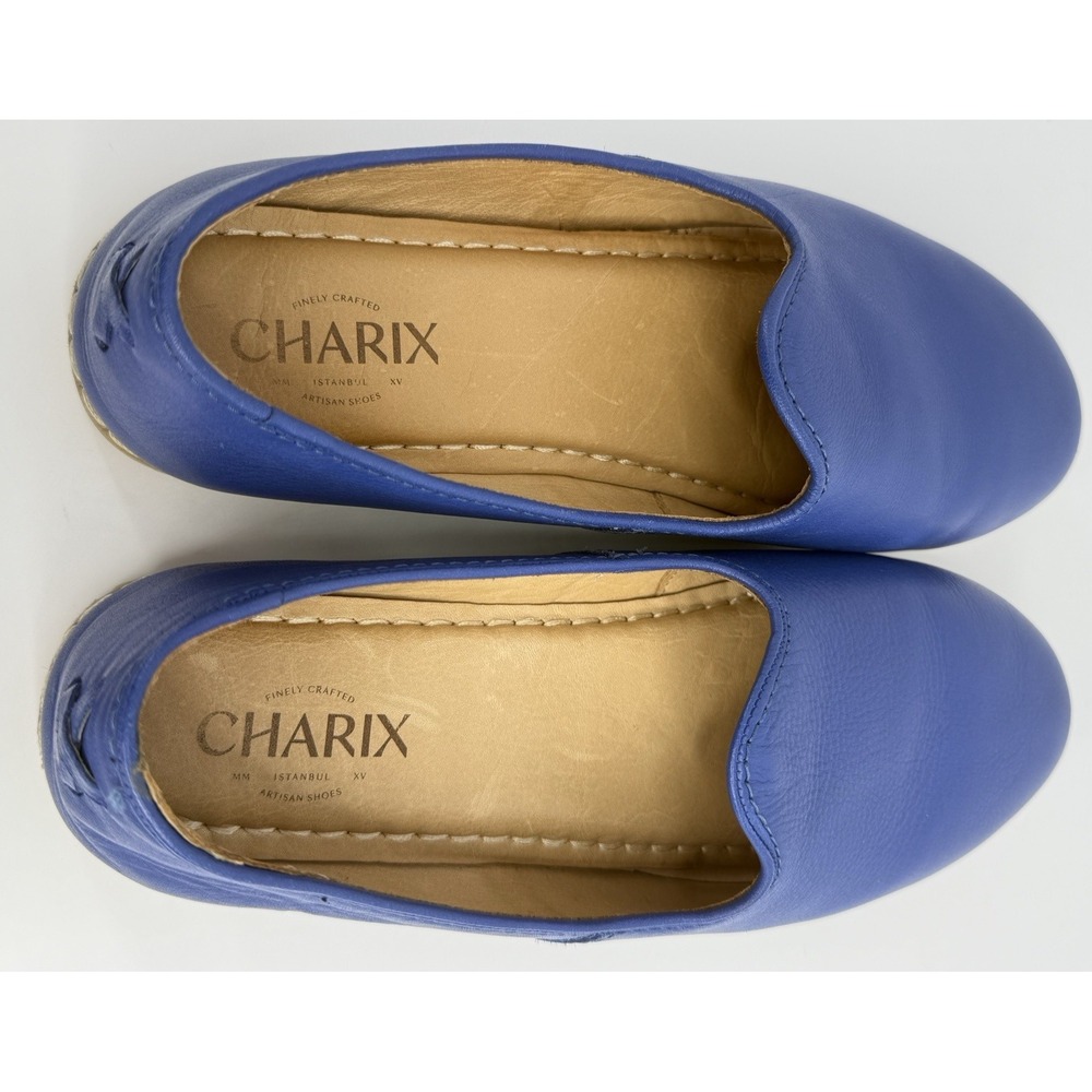 Charix Istanbul Blue Leather Handmade Slip On Flats Women's US 9.5 EU 40 - Picture 4 of 11